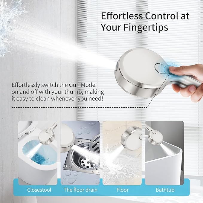 Filtered Shower Head with Handheld, 9 Spray Mode High Pressure Shower Head with 4 Filters, Hard Water Filter Showerhead - Remove Chlorine, Brushed Nickel