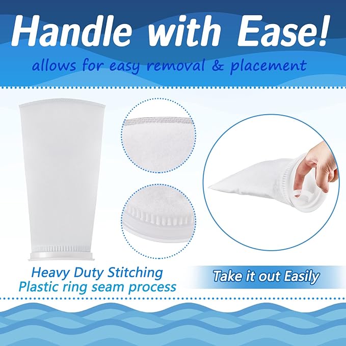 Jecery 16 Pack 4 Inch Ring Filter Socks 200 μm Aquarium Filter Bags Aquarium Socks for Tank Sump Saltwater Freshwater(9 × 4 inches)