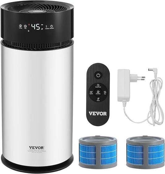 VEVOR Evaporative Humidifier for Whole House up to 1076.4 sqft, 10L(2.64G) Large Smart Cool Moisture Humidifier and Air Purifier,3-Speeds & 1-14h Timer,Premium Filter Quiet Sleep Mode for Bedroom