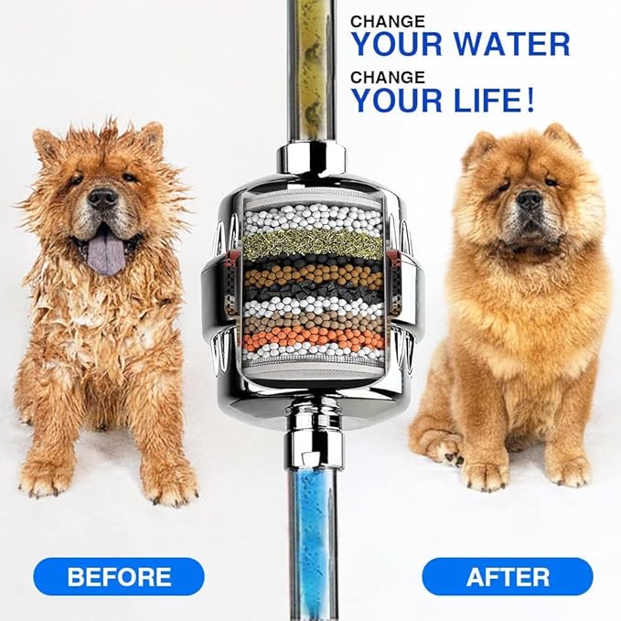 15 Stage Shower Head Filter for Hard Water - High Output Shower Water Filter Reduces Chlorine, Improves Skin Condition