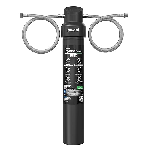 Pureal Hybrid Home PPU-1700K Under Sink Water Filter System, 20K Gallons, NSF/ANSI 42&372, Mineral Sediment Carbon Block KDF Polyphosphate Filter for Scale & Lead & Chlorine