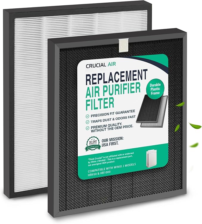 Think Crucial Replacement Air Purifier Filters Compatible with Winix J Models HR950 & HR1000 - Includes 1 Air Purifier Filter & 1 Carbon Filter - Compatible with Part # 117130-2 Pack