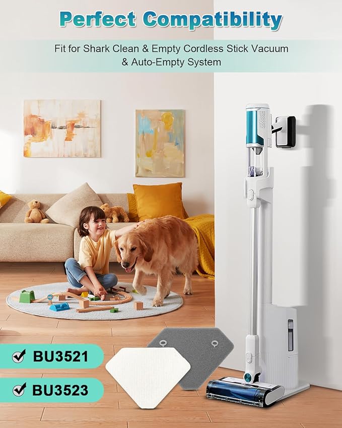 6 Pack BU3523 BU3120 Pre-Motor Foam Felt Filter Kits compatible with Shark BU3120 Clean Lightweight Cordless Cleaner, Shark BU3523 Clean Empty Cordless Stick Vacuum, Auto Empty System, XFBU3000