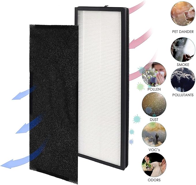 Nispira NEA-F1 NEA-C1 True HEPA Filter Activated Carbon Filter Replacement For Eureka NEA120 Toshiba Smart WiFi Danby DAP143AW-UV DAP143BAB-UV Air Purifier. 1 Set