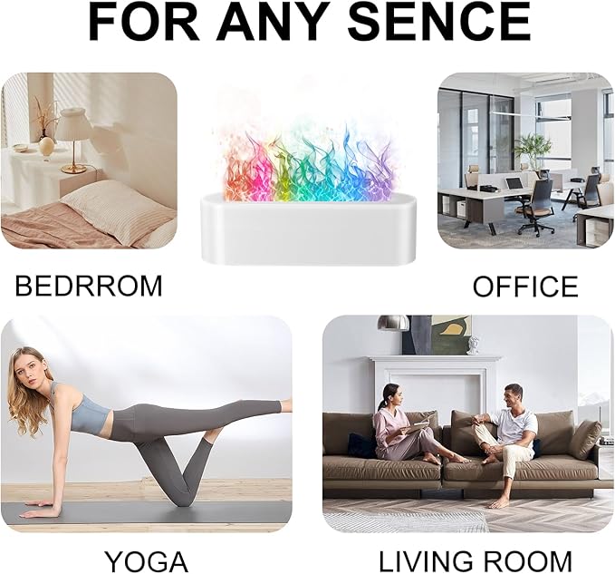 Flame Air Aroma Diffuser Humidifier, Upgraded 7 Flame Colors Aromatherapy Aroma Diffusers for Home, Bedroom, Office, Yoga, Timer & Waterless Auto Off 150ml