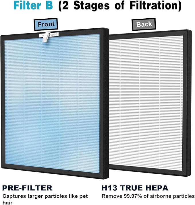 HSP001 Replacement Filter Compatible with HSP001 Air Clean-er Purifier 4-in-2 filters of Main Filter, Activated Carbon and Cold Catalyst, 2 Packs