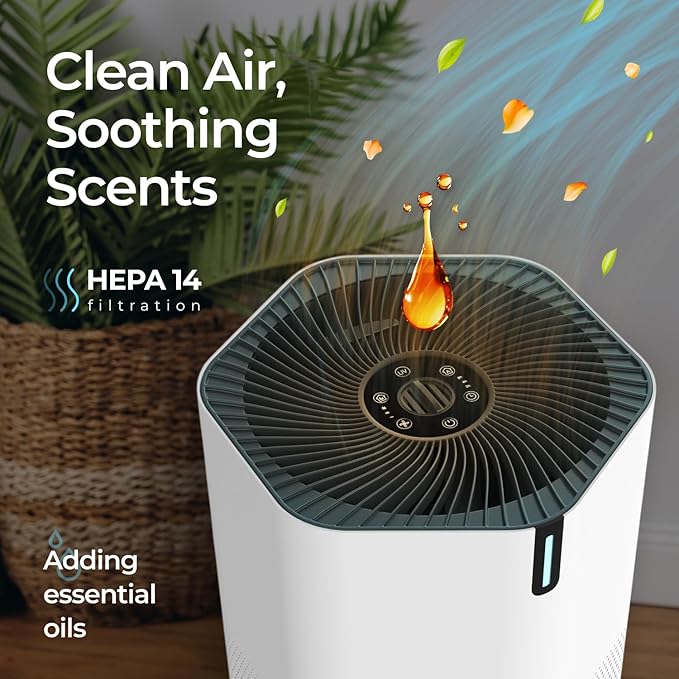AirPro Purifier for Home and Bedroom | HEPA 14 Filter | Ultra-Quiet Air Cleaner | Activated Carbon Filter and Essential Oil Diffuser - (2 Packs)