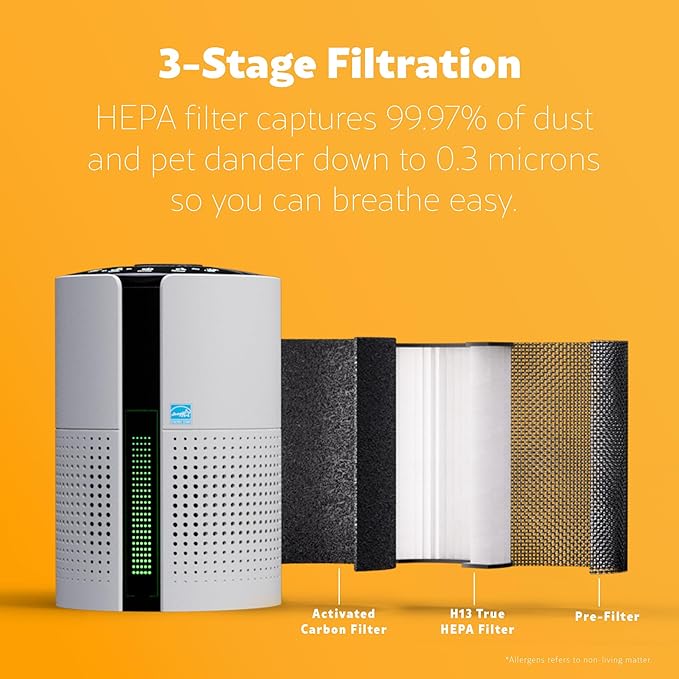 Kenmore PM1010 Air Purifiers for Bedroom Up to 348 Sq.Foot with H13 True HEPA Filter, Child Lock, Sleep Mode for Small Rooms