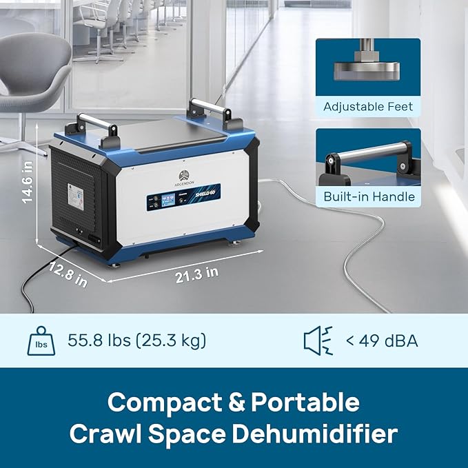 ARGENDON 145 Pint Crawl Space/Basement Dehumidifier with Drain Hose, Energy Star Commercial Dehumidifiers for Large Space, Industrial, Water Damage, Auto Defrosting, 5 Years Limited Warranty
