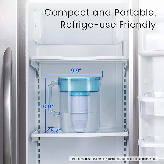 Waterdrop TDS Reduction Water Filter Pitcher with 1 Filter, 10-Cup, Multi-Stage Filtration System, Reduces PFOA/PFOS, Chlorine, and More, Blue