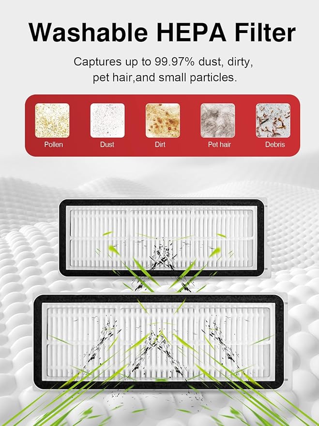 22 Pcs Accessories Kit for Dreame L10 Ultra/L10s Ultra/L10s Pro/L10s Pro Gen 2/L10 Prime/Xiaomi X10+/X20+ Vacuum Robot, 1 Main Brush, 4 Filters, 6 SideBrushes, 4Dust Bags, 6Mop Pads, 1Cleaning Brush