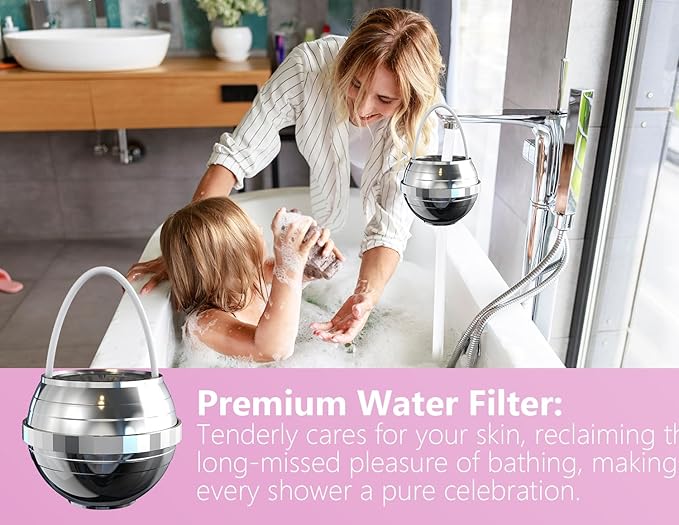 Bathtub Water Filter for Tub with Overflow,2,500 Gallons of Filtration,8 Stages Bath Filter,Remove contaminants,Chlorineand Fluoride,HardWater Softener,BPA Free(Upgrade Version),Chrome
