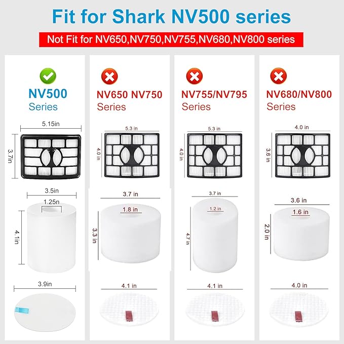 2 + 4 Pack Filter Replacement for Shark Rotator Pro Lift-Away NV500, NV501, NV502, NV503, NV505, NV510, NV520, NV552, UV560, NV642, ZU780, ZU782, ZU785. Compare to Part # Xff500 Xhf500