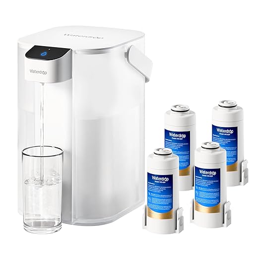 Waterdrop Rechargeable Water Filter Pitcher, Reduce 99.6% of Lead and 45+ Impurities, 1-Year Electric Water Dispenser, Instant 15-Cup Countertop System, NSF/ANSI 401&53&42&372, NOT Reduce TDS