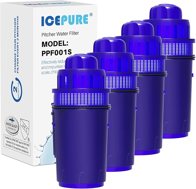 ICEPURE PPF001S Pitcher Water Filter Replacement for All PUR® Pitcher and Dispenser Filtration Systems, Compatible with PUR CRF950Z, PPF951K, PPF900Z, 4PACK