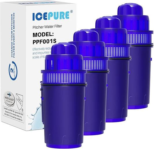 ICEPURE PPF001S Pitcher Water Filter Replacement for All PUR® Pitcher and Dispenser Filtration Systems, Compatible with PUR CRF950Z, PPF951K, PPF900Z, 4PACK