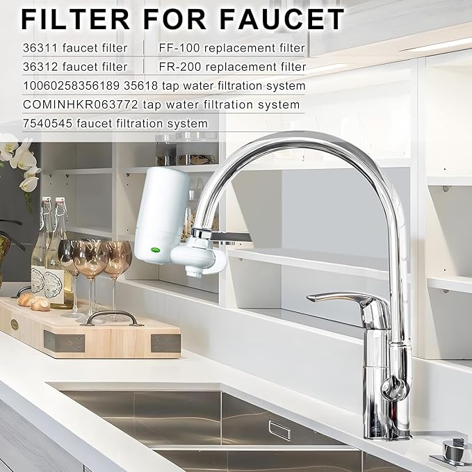 Faucet Water Filter Replacement for Brita®Faucet Filter，Brita® FR-200, FF-100 Replacement Filter-3 piece,white。 (FL-7027)