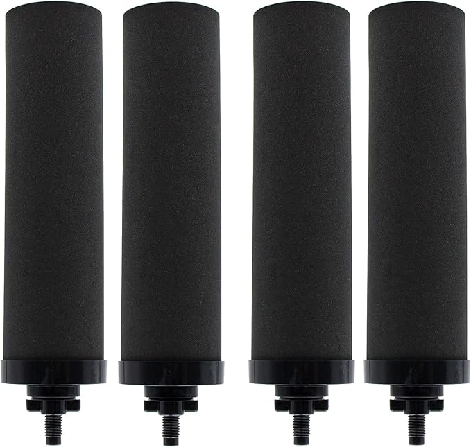 2-9BB Water Filters, Black 2-9BB Purification Elements Certified by NSF/ANSI 42, for Berkey 2-9BB Black Filters Replacement Compatible with Berkey Gravity Filtration System (Pack of 4), Large
