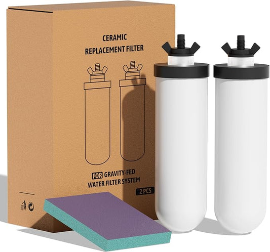 8.46-Inch 3-Stage Filtration Ceramic Purification Elements NSF/ANSI 42&372 Certified,Replacement for ProOne® Berkey® Filters,Berkey® Big+ Waterdrop® Gravity Filtration Systems (2Pack)