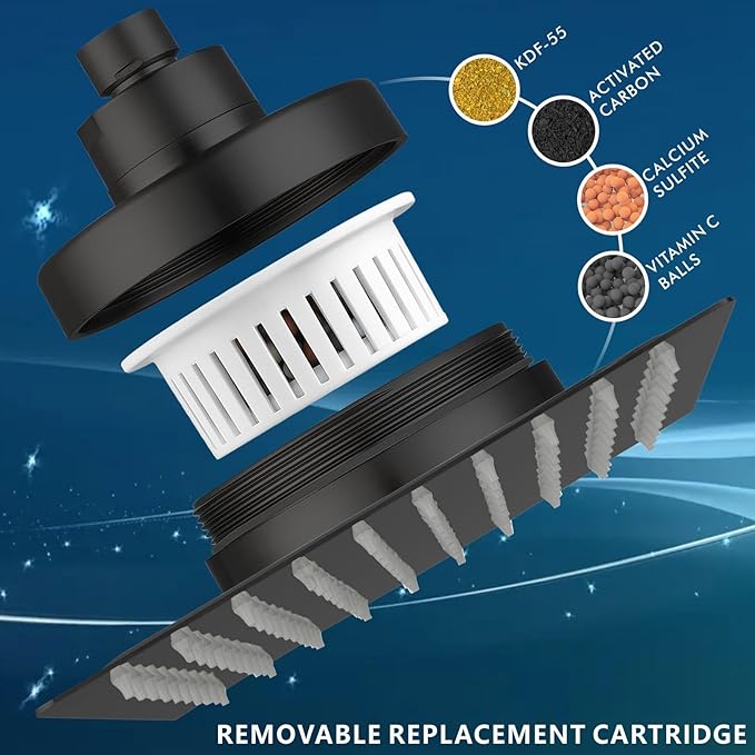 Voolan Rain Shower Head with Filtered - High Flow Large Rainfall Shower Heads Made of Stainless Steel - Waterfall Showerhead Filter For Hard Water(12" Matte Black)