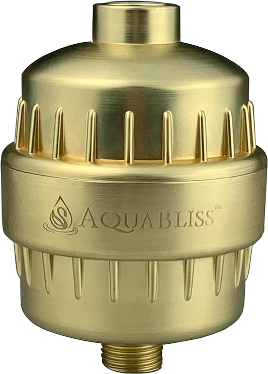 AquaBliss High Output Revitalizing Shower Filter - Reduces Dry Itchy Skin, Dandruff, Eczema, and Dramatically Improves The Condition of Your Skin, Hair and Nails - Matte Gold (SF100-GD)