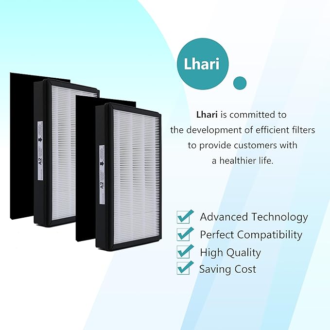 Replacement HEPA A2 Size Filter, Compatible with Filtrete Room Air Purifier Devices FAP-C02-A2, FAP-C03-A2, FAP-T03-A2, Part #1150101, 2 Pack