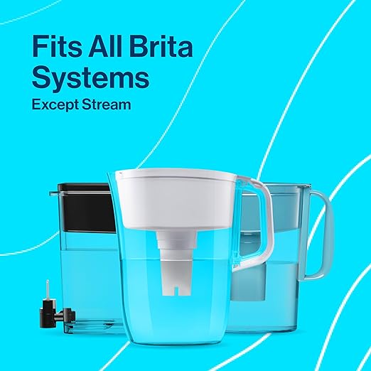Brita Water Filter Pitcher for Tap and Drinking Water with 1 Standard Filter, Lasts 2 Months, 6-Cup Capacity, BPA Free, White