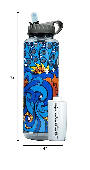 Epic Water Filters Nalgene OG Water Bottle with Filter, USA Made, BPA Free, Removes 99.99% Tap Water Contaminants, Forever Chemicals, American Rivers Art, 48 oz