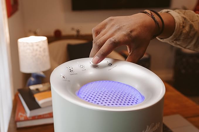 Hunter HP400 Round Air Purifiers for Home, True HEPA Air Purifier Tower for Pets, Odors, Allergens, Smoke, Dust, VOC's. HEPA Air Purifiers for Bedroom and Small Room. Sage and Silver