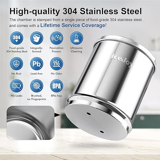 8-Stage Gravity Water Filtration System 3.0 Gallon-304 Stainless Steel Countertop System with 4 Filters and StandReduce 99.9% Chlorine, NSF/ANS 42 Certifcation