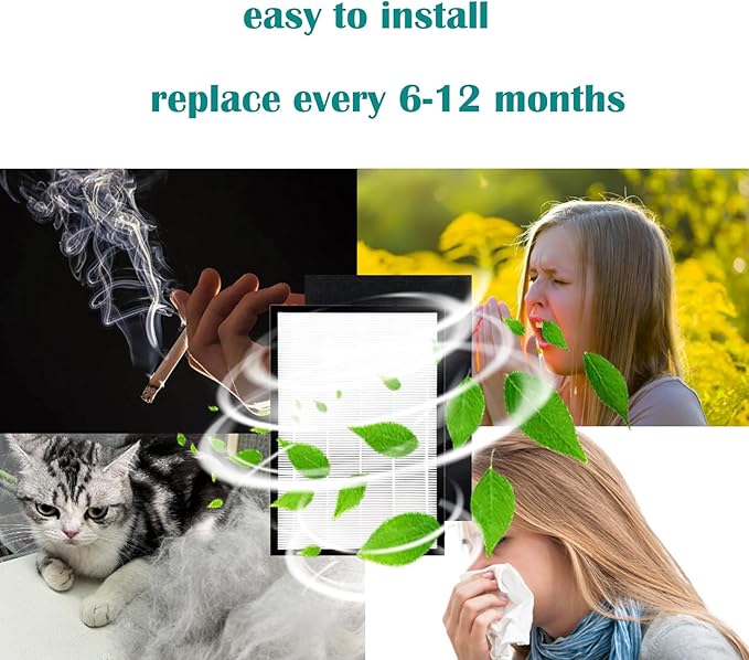 FLT5600 Filter N Replacement for GermGuardian AC5600W AC5600WDLX Air Purifier | 2-Pack HEPA 4-Pack Activated Carbon Pre-Filters – Capable of Capturing Dust, Smoke, Pet Dander, Ideal for Home & Office