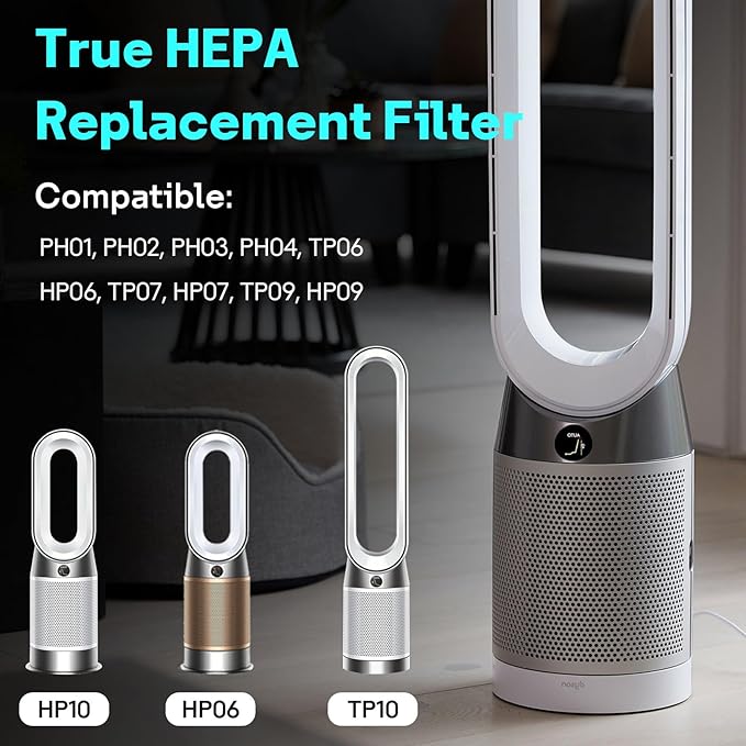 Leemone True HEPA+Carbon Filter 2-Pack Replacement for Dyson PH01 PH02 PH03 HP06 TP06 HP07 TP07 HP09 TP09 HP10 TP10 360° Combi Glass Purifying Fans, Compatible with Dyson Pure Cool Hot Air Puri-fier