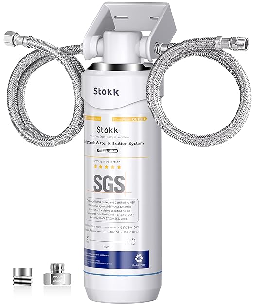 Stokk UR30 Under Sink Water Filter, Reduces Chlorine Bad Taste & Odor, 16000 Gallons Under Counter Water Filter Direct Connect to Kitchen Faucet, NSF/ANSI 42&372