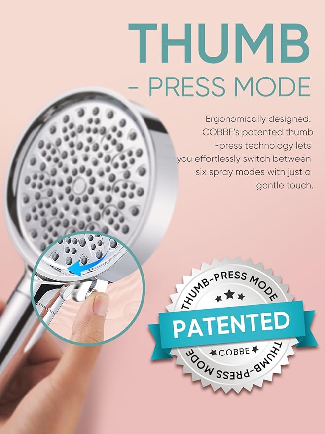 Cobbe Filtered Shower Head with Handheld, High Pressure 6 Spray Mode Showerhead with Filters, Water Softener Filters Beads for Hard Water - Remove Chlorine - Reduces Dry Itchy Skin, Chrome