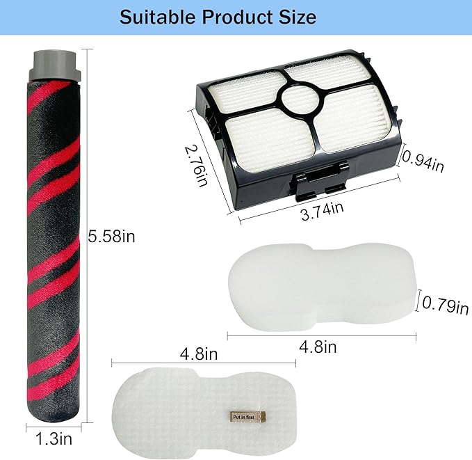 Replacement Brush Roller and Filter for Shark HZ3002/ HZ3000 Vacuum Cleaner- 1 Brush Roller +2 Vacuum Filters+4 Foam & Felt filters+1 Cleaning Tool