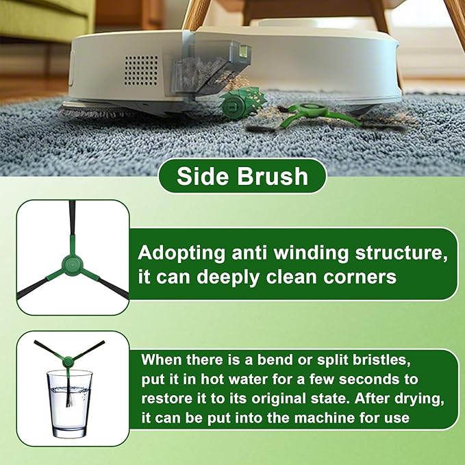 Accessories Kit for iRobot Roomba Plus 505 Combo/Plus 405 Combo, Replacement Parts Include 1 Main Brush, 4 Dust Bags, 6 Mop Pads, 4 HEPA Filter, 4 Side Brushes