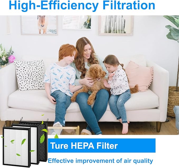 3Pack 47001 Replacement Filter-Compatible with NUWAVE OxyPure 47001 47002 47003 47004 47005 47006 Air Purifier,HEPA Carbon Combo 47004 Filter Replacement (3Pack)