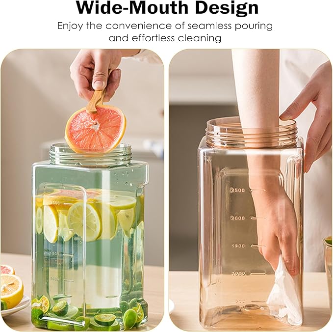 120 oz Cold Water Bottle, Clear Plastic Kettle with Lid, BPA-Free & Shatter-Resistant Refrigerator Pitcher, Perfect for Iced Tea, Sangria, Lemonade, Juice, Milk & More (Orange)