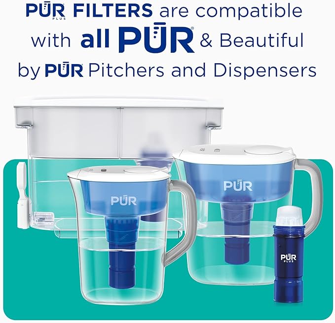 PUR Plus Water Filter Replacement for Pitchers & Dispensers, 6-Month Supply, 3 Count, Blue (PPF951K3)