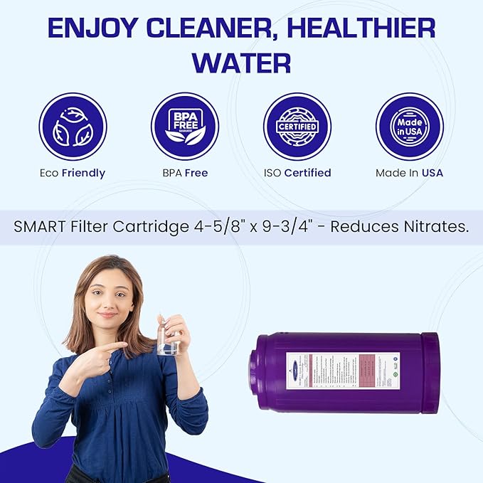 Crystal Quest Arsenic Removal + SMART Filter Cartridge 4-5/8" x 9-3/4" - Reduces Arsenic, Long-Lasting, Easy Installation, Heavy-Duty Water Filtration