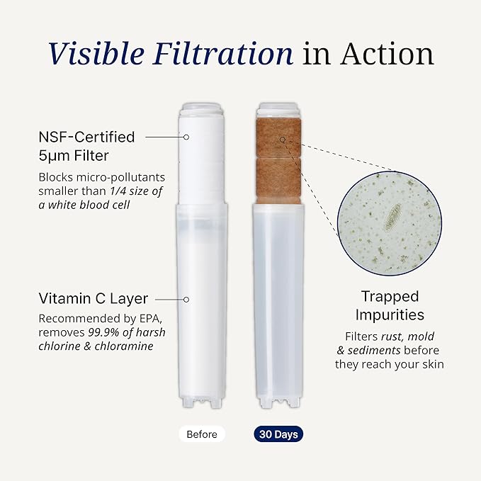 SecondShower Hand Clinically Proven Filtered Shower Head for Skin Health, High Pressure Handheld with NSF Certified Filtration for Hard Water, Natural Vitamin C Shower Filter (Blossom Pink)