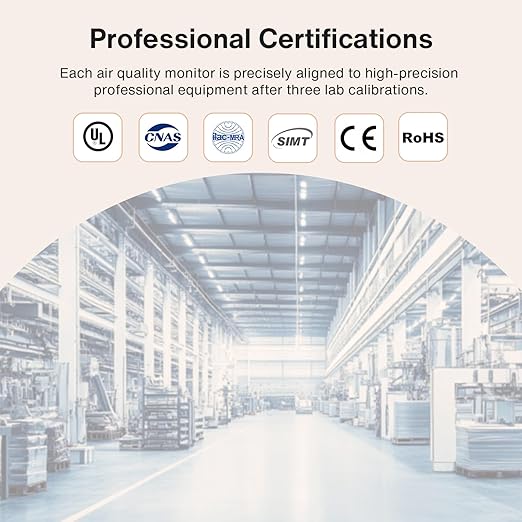 16 in 1 Air Quality Monitor Indoor 7" Display 9 AQI+7 AQI Alerts Air Quality Meter for CO2, TVOC, PM2.5, PM1.0, PM10, HCHO, Temperature, Humidity, AQI & Time, Air Detector Air Quality Tester for Home