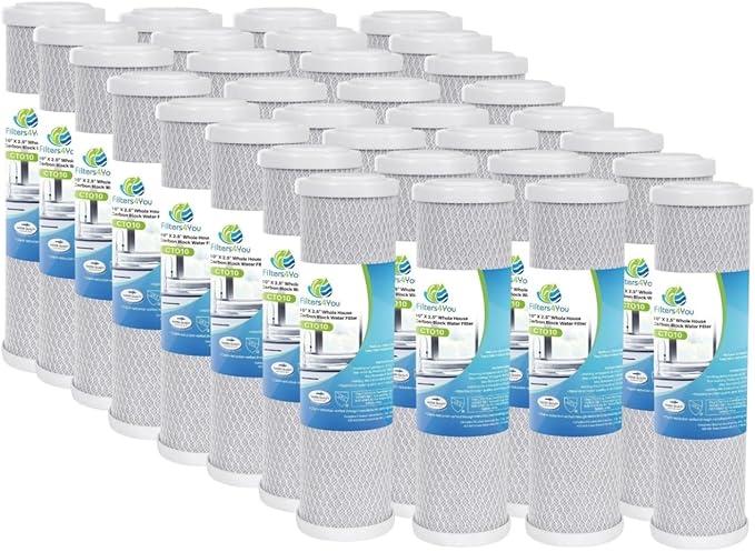 CFS – 32 Pack Carbon Block Water Filter Cartridge Compatible with Flow-Pur 8, WCBCS-975-RV Models – Removes Bad Taste and Odor – Whole House Replacement Filter Cartridge – 10“ x 2.5”