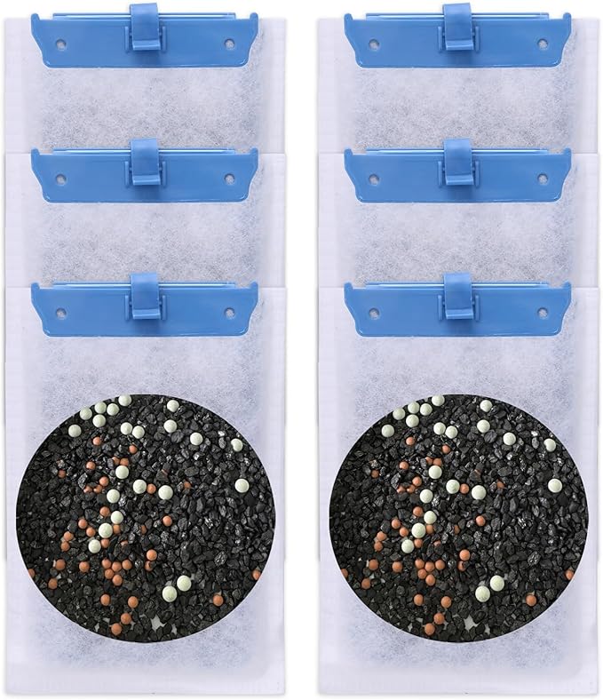 Large Replacement Filter Cartridges, 5Stage Filtration with Activated Carbon, Maifan Stone & Zeolite, Compatible with Tetra Whisper Bio-Bag 20i, 40i, IQ20, IQ30, IQ60, PF20, PF30, PF40, PF60，6pc