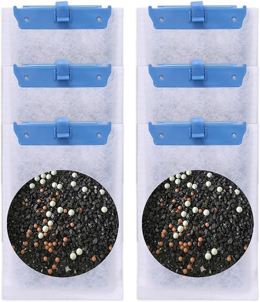 Large Replacement Filter Cartridges, 5Stage Filtration with Activated Carbon, Maifan Stone & Zeolite, Compatible with Tetra Whisper Bio-Bag 20i, 40i, IQ20, IQ30, IQ60, PF20, PF30, PF40, PF60，6pc