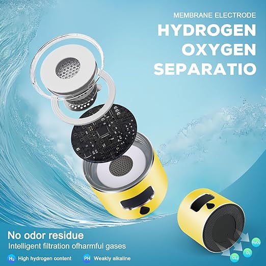 Hydrogen Water Bottle Generator with SPE/PEM Technology, Portable H2 Water Ionizer Machine, Birthday,Xmas Gift for Family Friends Office Travel Sports (Gold, 9.05*Φ2.63in)