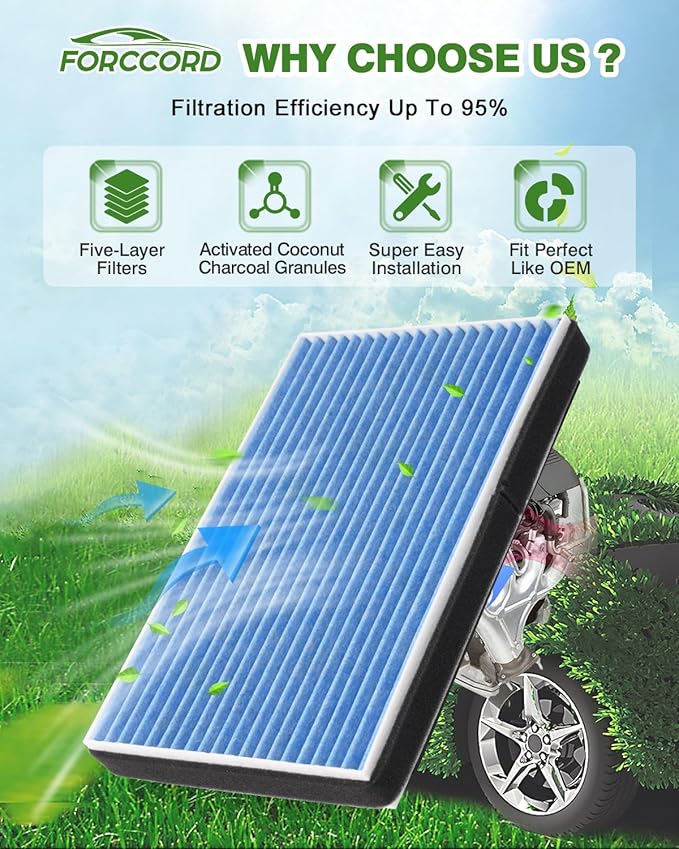 2-Pack CF8392A Cabin Air Filter Fits for Allure, Century, LACrosse, Regal, Impala, Monte Carlo, Oldsmobile Intrigue, Pontiac Grand Prix Activated Carbon Cabin Filter Car Accessories