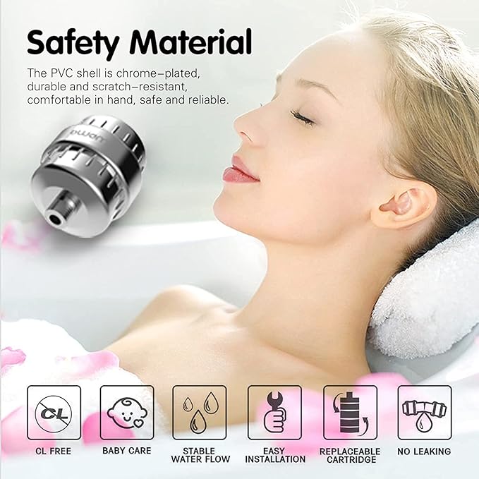 Enhanced Formula Multi-Stage Shower Filter - Shower Head Filter - Hard Water Filter, Remove Chlorine Heavy Metals and Other Sediments, Reduces Dry Itchy Skin, Dandruff (Upgrade Formula)