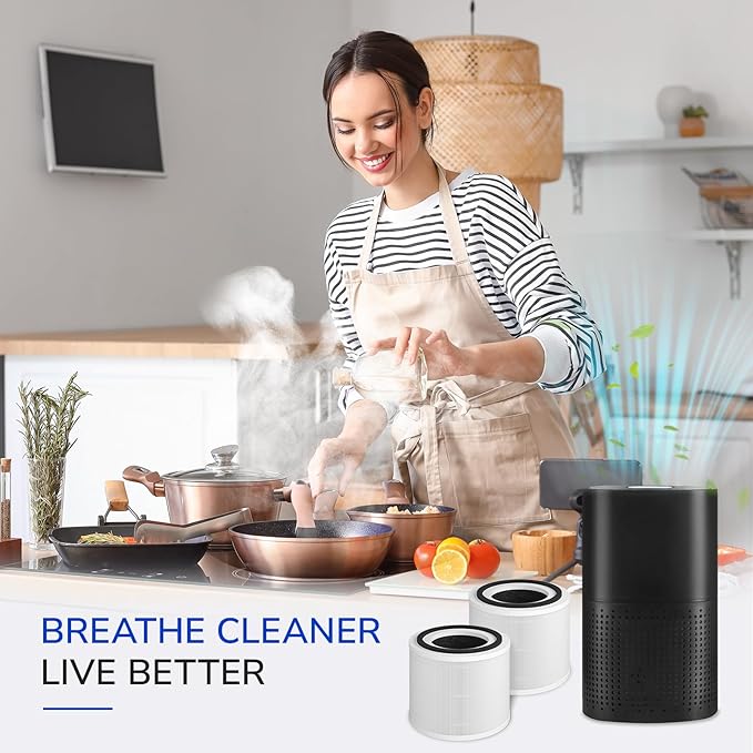 Fil-fresh 2-Pack True HEPA Replacement Filter, Compatible with PuroAir 240 Air Purifier, 3-in-1 True HEPA Filter with Activated Carbon Filter, Reduce Dust, Pollen, Odor, and Smoke