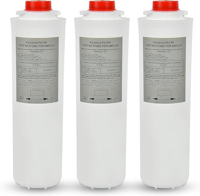 51300C Filters, Replacement for Elkay EWF3000 51300C Filter By NSF/ANSI 42 Certified, Compatible With Ezh2o Filter Replacement Bottle Stations, 3000 Gallon High Capacity 3 Packs (No Chip)